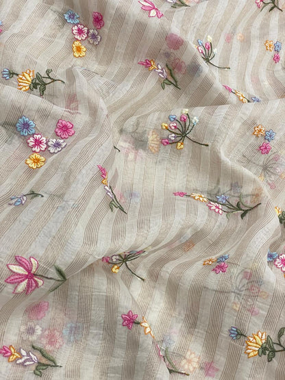 Chanderi Zari Work With Multithread Embroidery