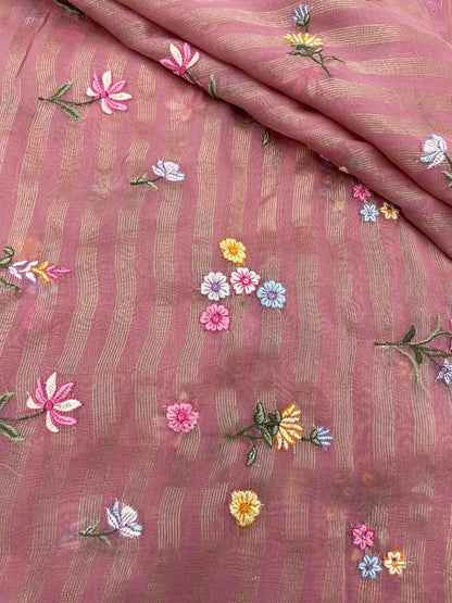 Chanderi Zari Work With Multithread Embroidery