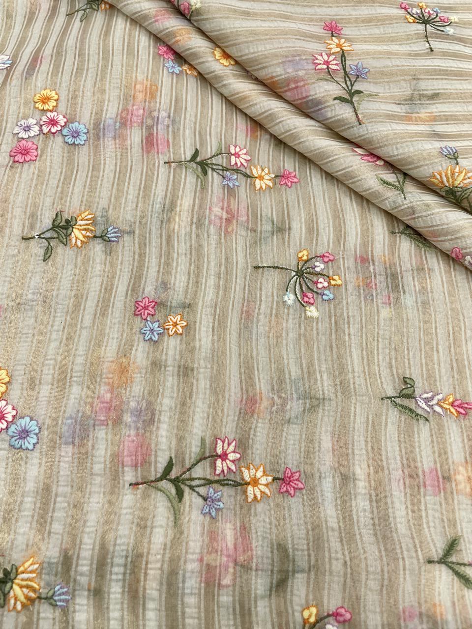 Chanderi Zari Work With Multithread Embroidery