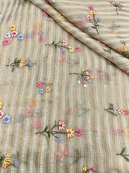 Chanderi Zari Work With Multithread Embroidery