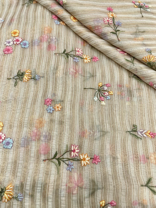 Chanderi Zari Work With Multithread Embroidery