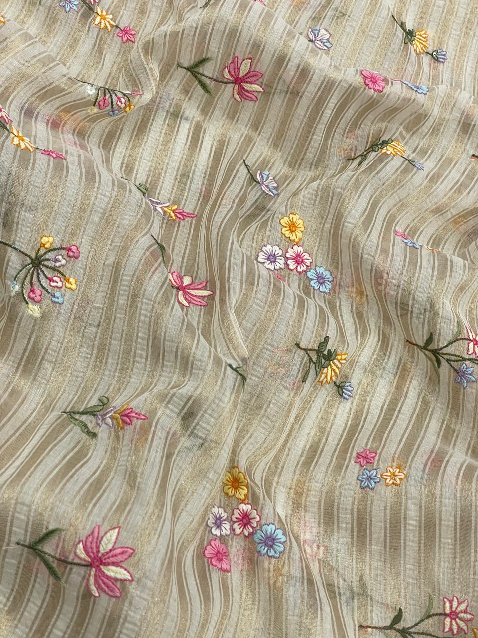 Chanderi Zari Work With Multithread Embroidery