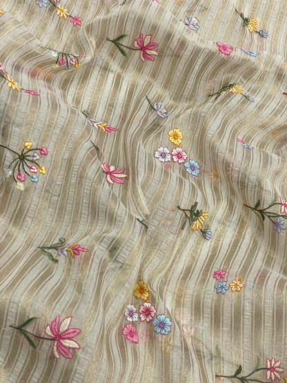 Chanderi Zari Work With Multithread Embroidery