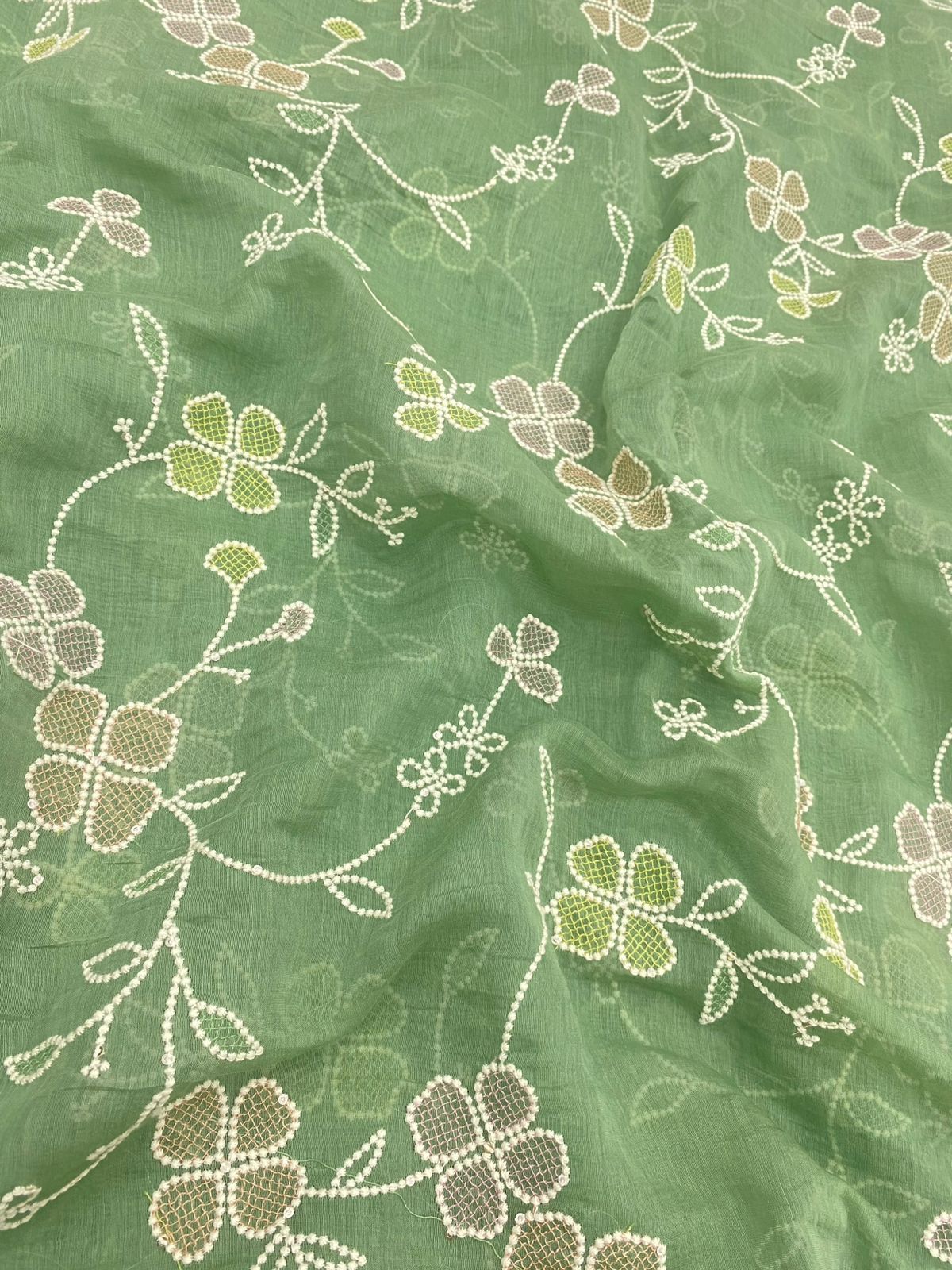 Pure Chanderi Multi Embroidery