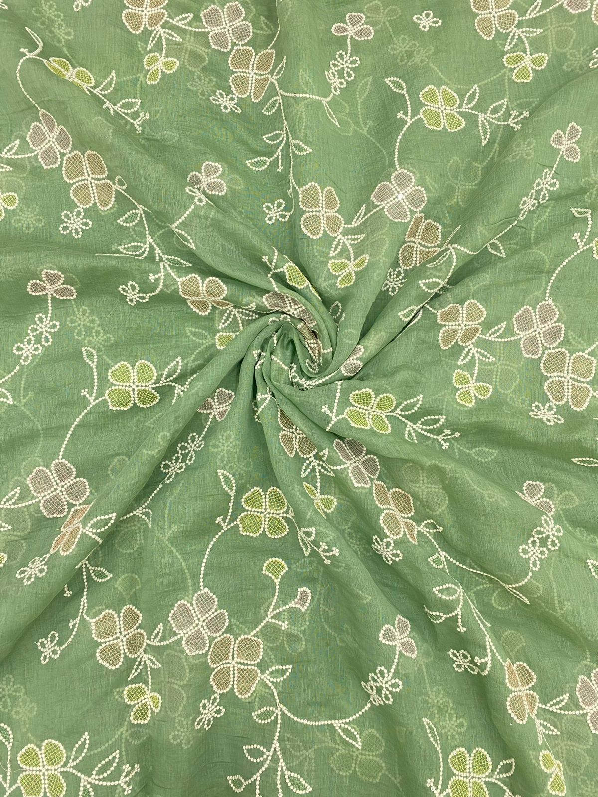 Pure Chanderi Multi Embroidery