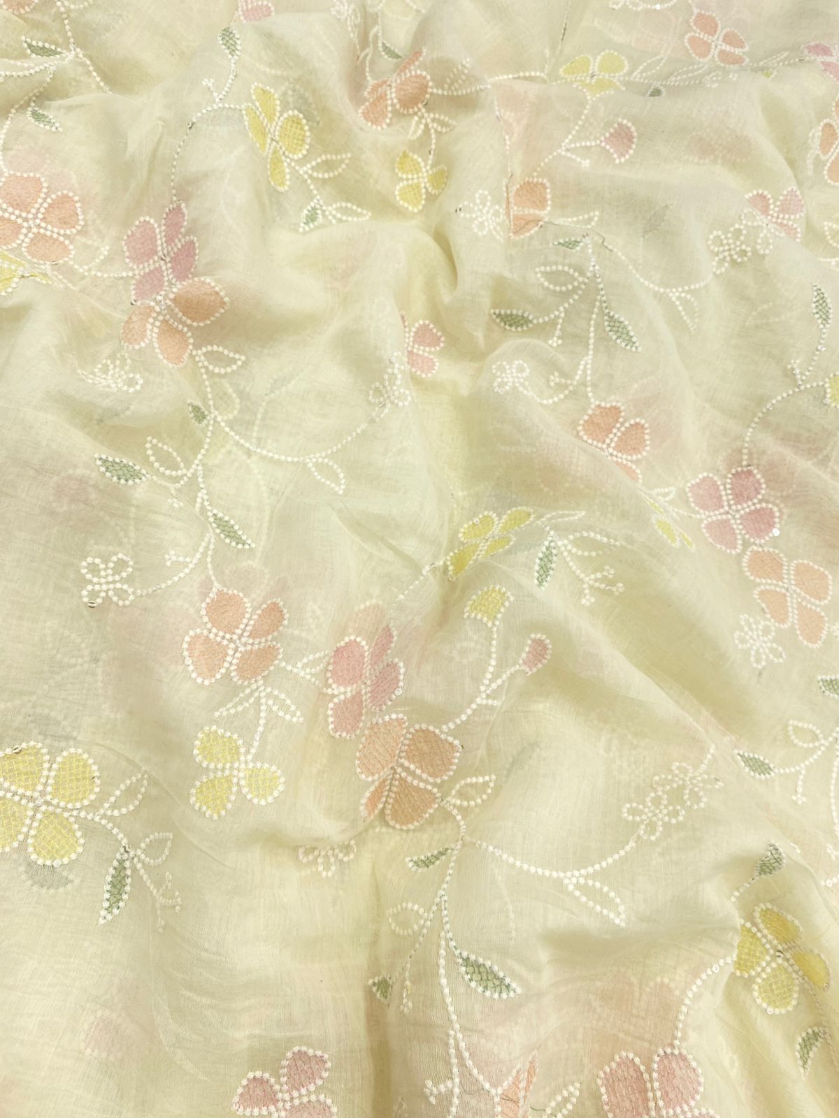 Pure Chanderi Multi Embroidery