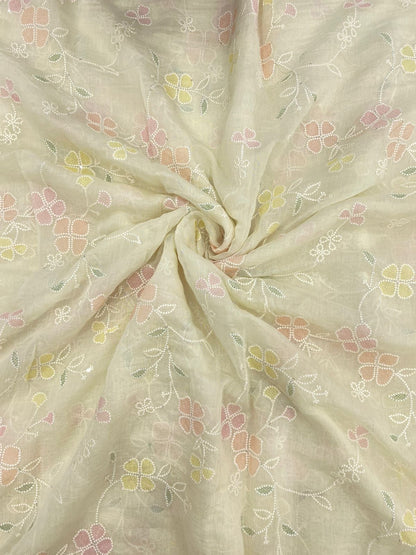 Pure Chanderi Multi Embroidery