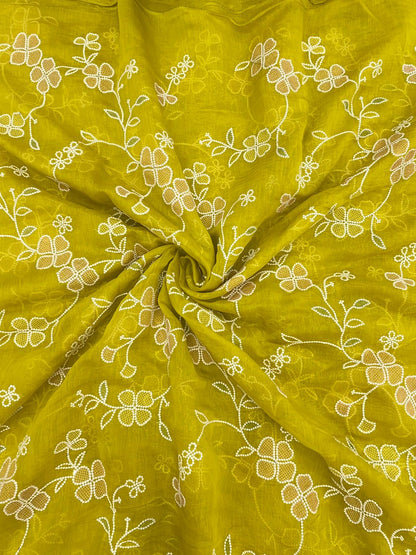 Pure Chanderi Multi Embroidery