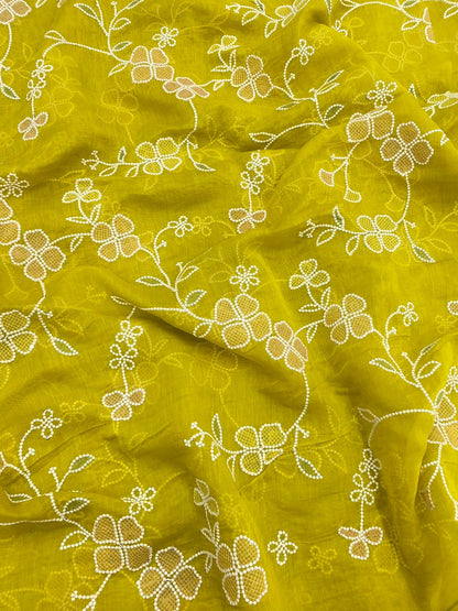 Pure Chanderi Multi Embroidery