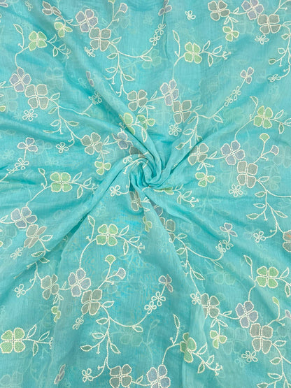 Pure Chanderi Multi Embroidery
