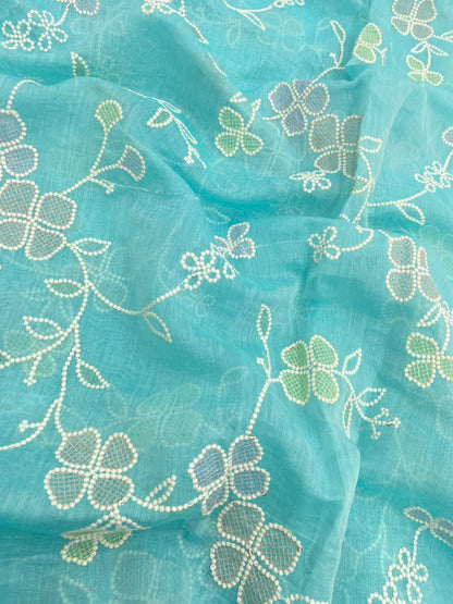 Pure Chanderi Multi Embroidery