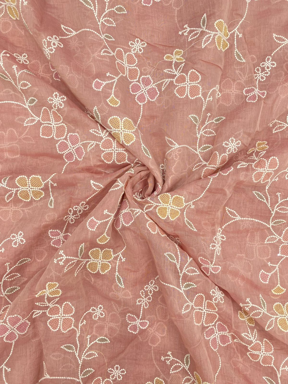 Pure Chanderi Multi Embroidery