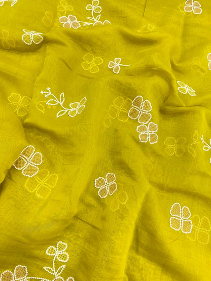 Pure Chanderi Multi Embroidery