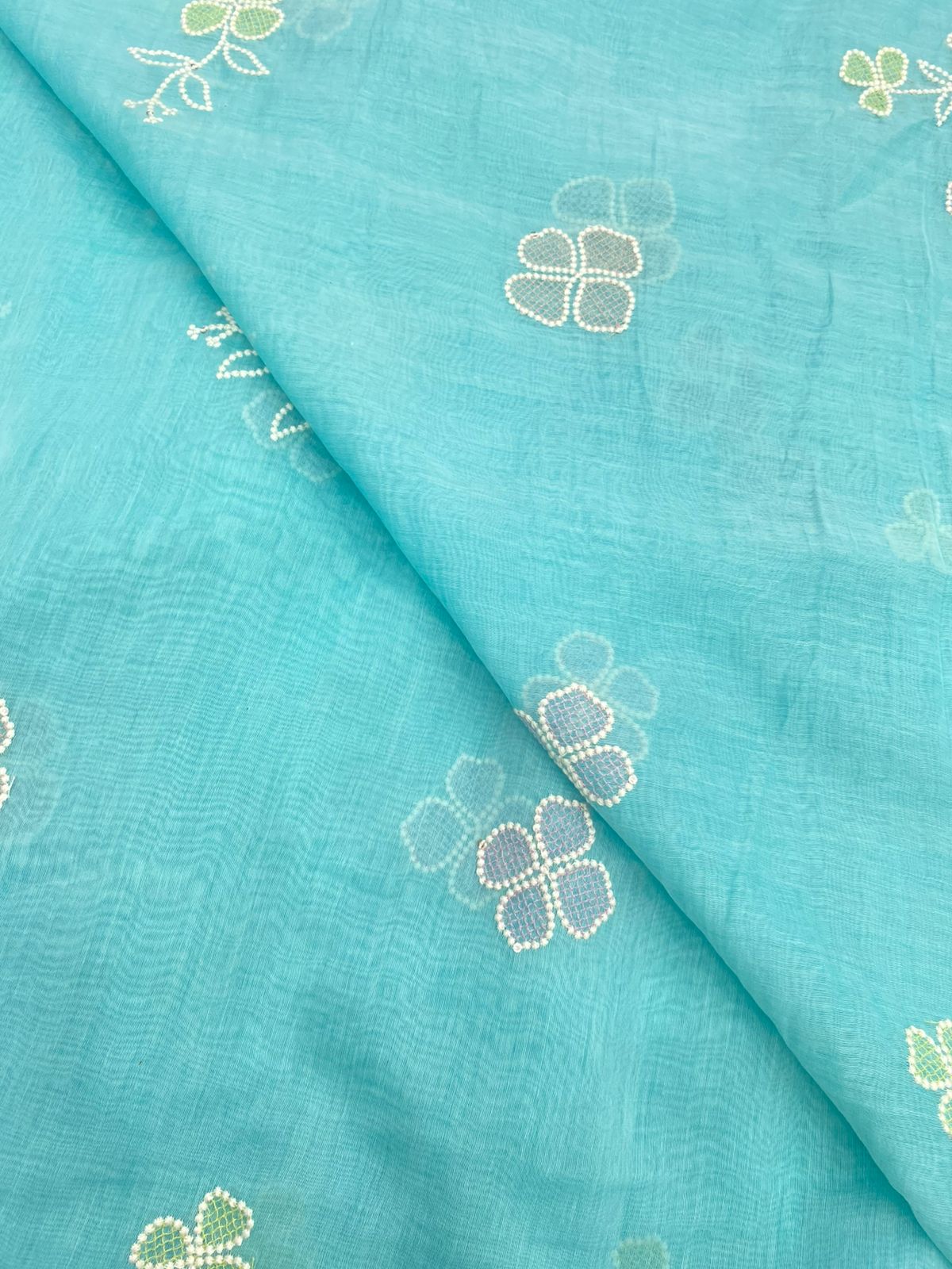 Pure Chanderi Multi Embroidery