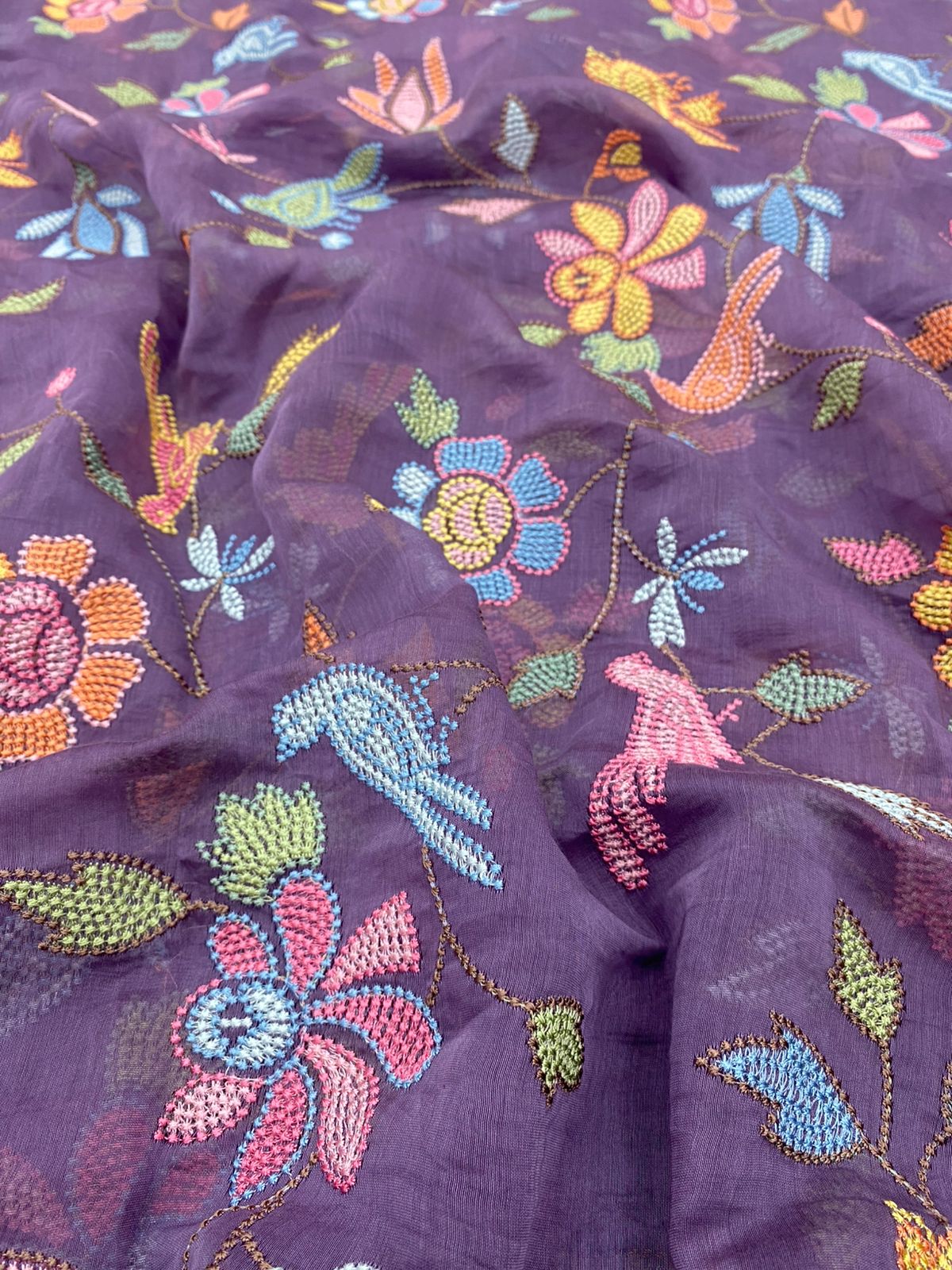 Chanderi Multithread Embroidery