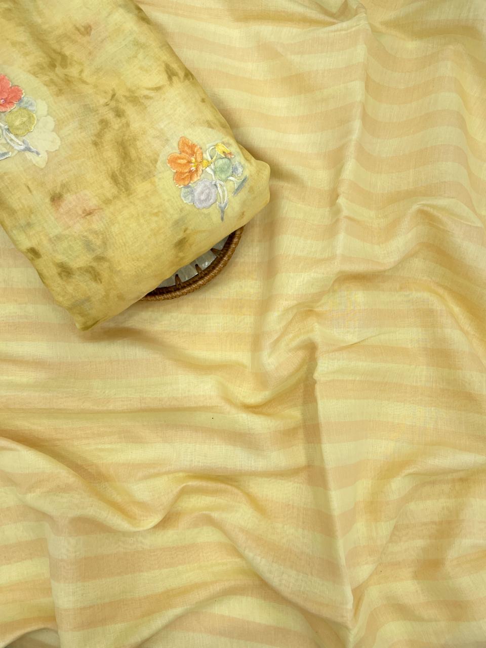 Chanderi Embroidery & Print Fabric Set (colors available)