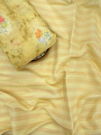 Chanderi Embroidery & Print Fabric Set (colors available)