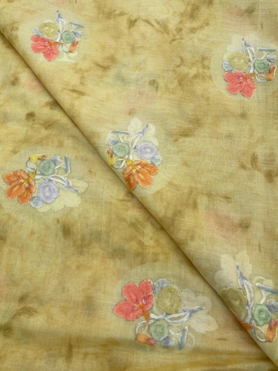 Chanderi Multithread Embroidery (Color Available) 44"Inch