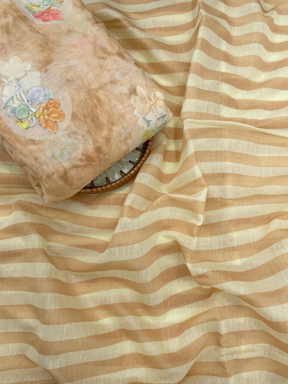 Chanderi Embroidery & Print Fabric Set (colors available)