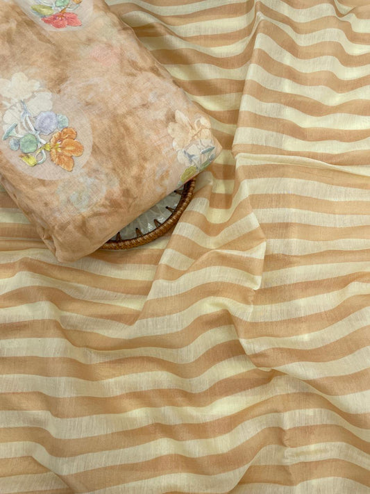 Chanderi Embroidery & Print Fabric Set (colors available)