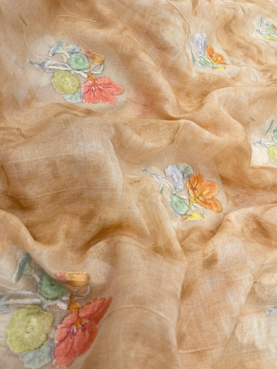 Chanderi Embroidery & Print Fabric Set (colors available)