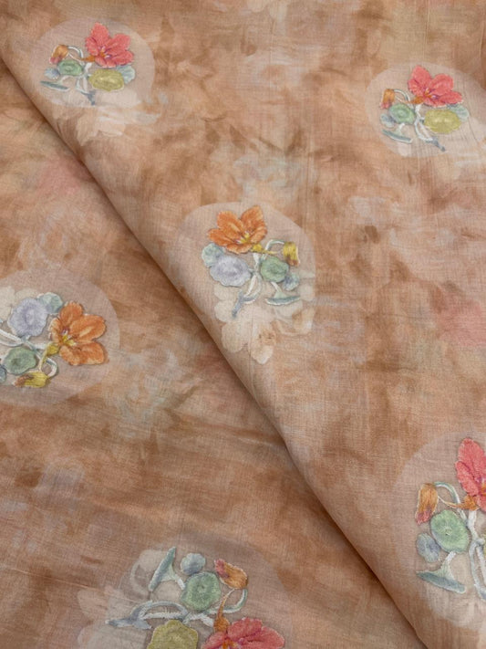 Chanderi Multithread Embroidery (Color Available) 44"Inch