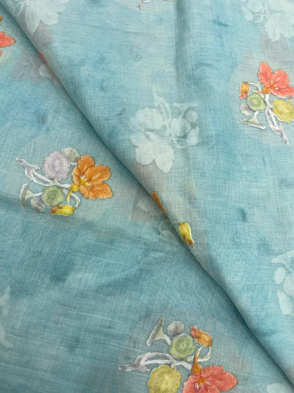 Chanderi Multithread Embroidery (Color Available) 44"Inch