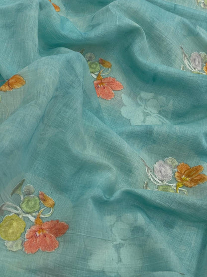 Chanderi Embroidery & Print Fabric Set (colors available)