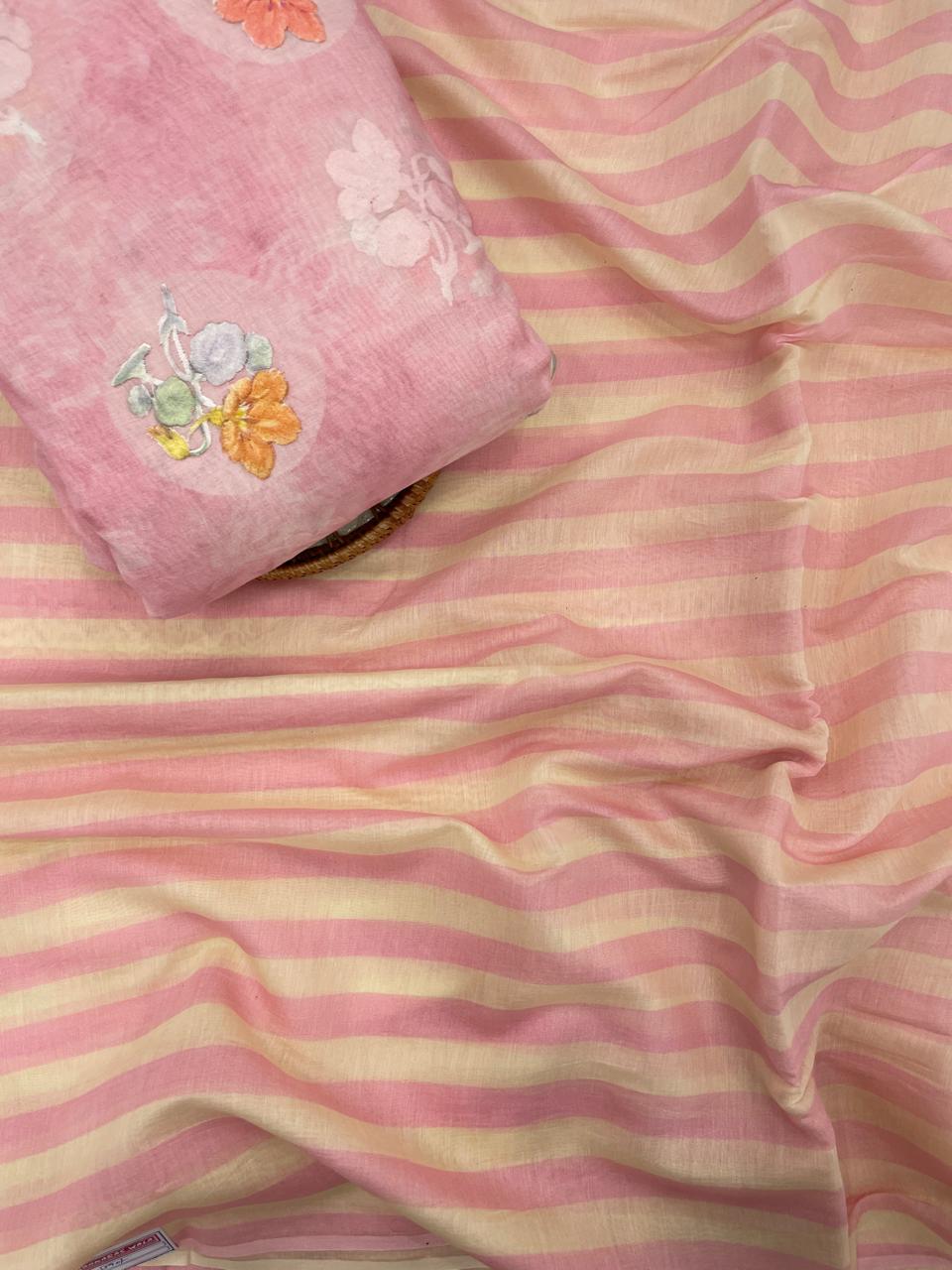 Chanderi Embroidery & Print Fabric Set (colors available)