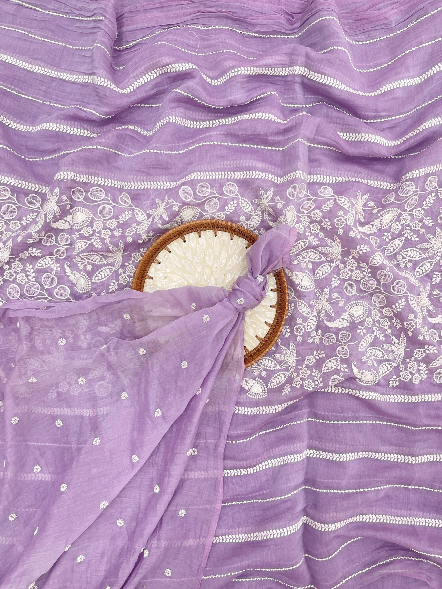 Chanderi Embroidery With Beads Fabric Suit Sets (Colors Available) 44"inch
