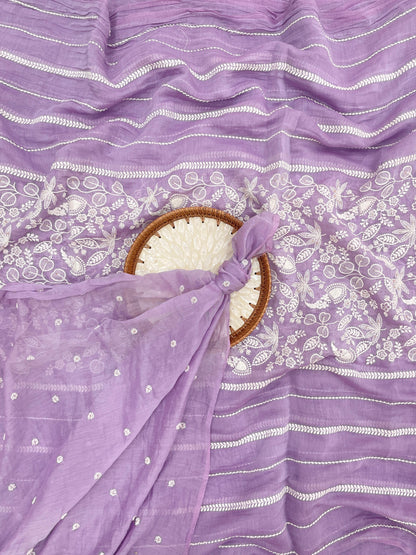 Chanderi Embroidery With Beads Fabric Suit Sets (Colors Available) 44"inch
