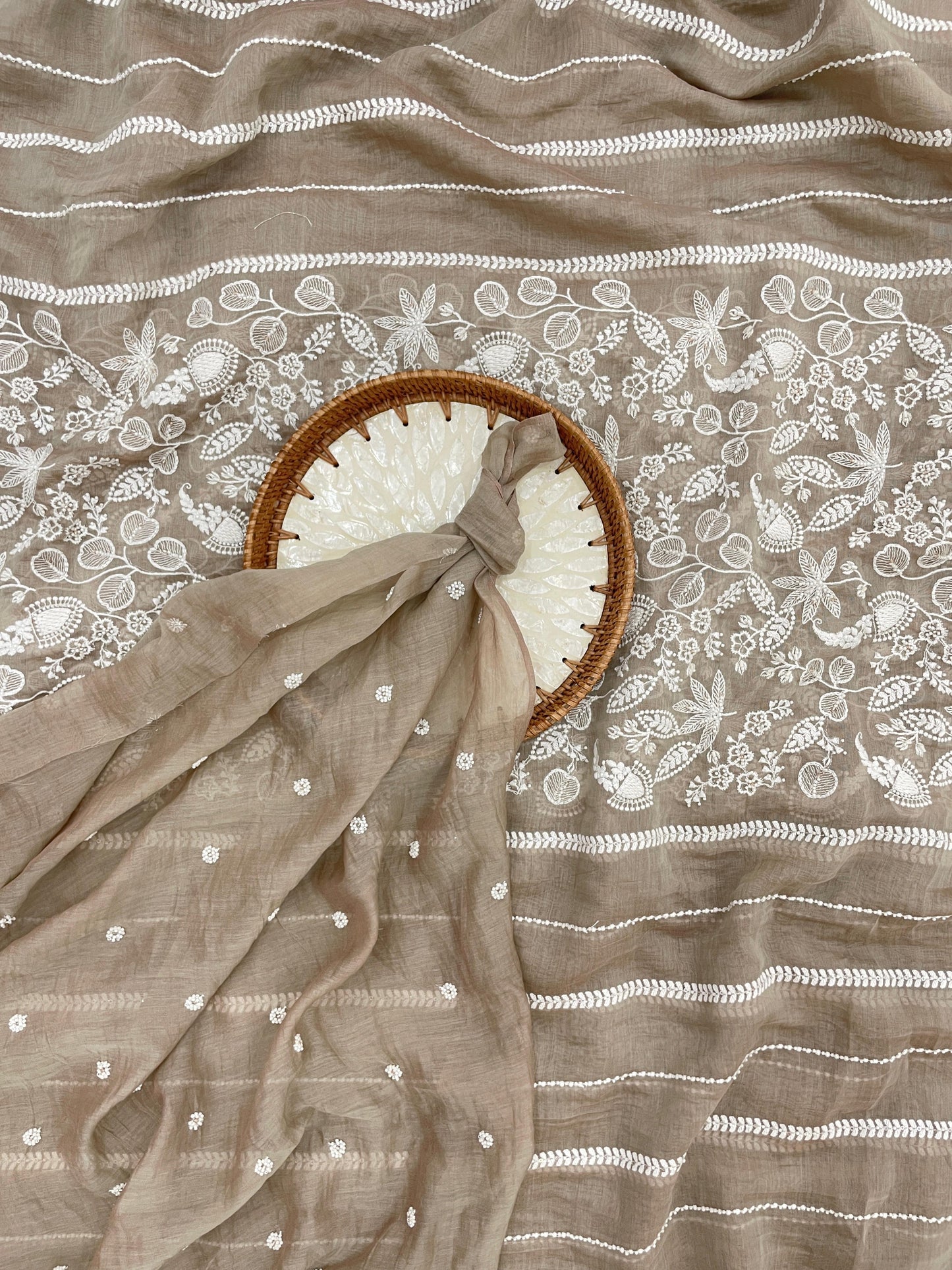 Chanderi Embroidery With Beads Fabric Suit Sets (Colors Available) 44"inch