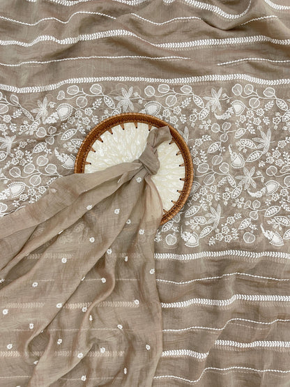 Chanderi Embroidery With Beads Fabric Suit Sets (Colors Available) 44"inch