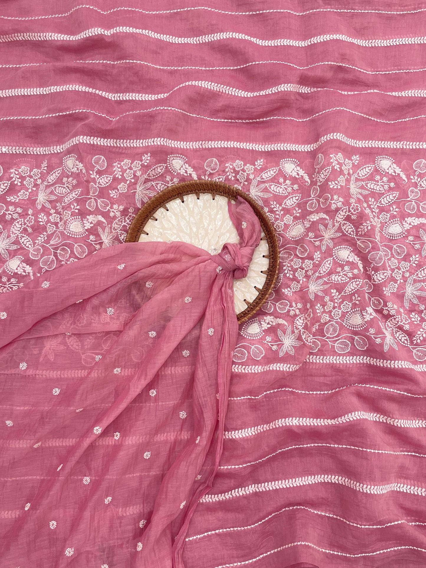 Chanderi Embroidery With Beads Fabric Suit Sets (Colors Available) 44"inch