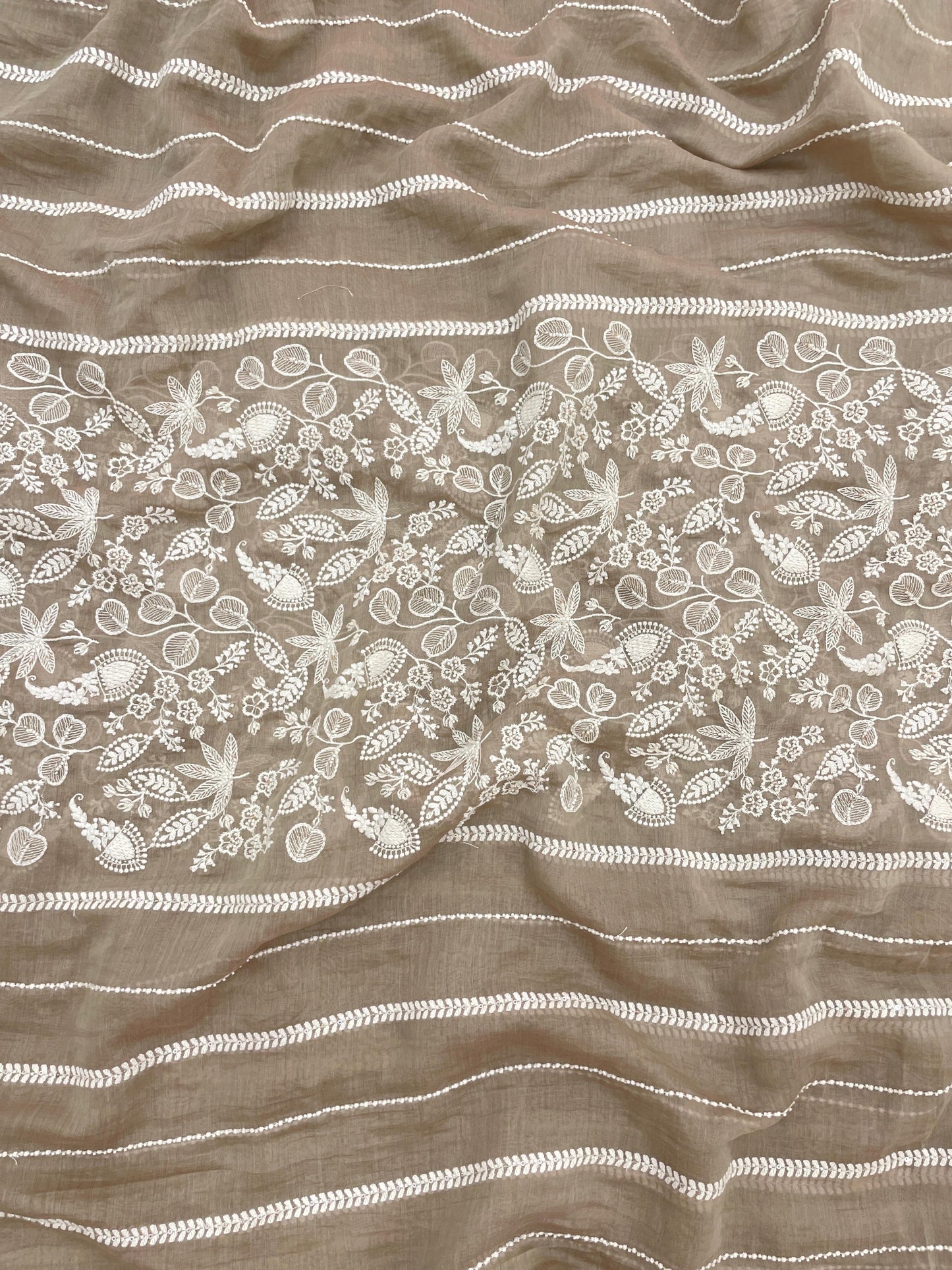 Chanderi Embroidery With Beads (44"inch)