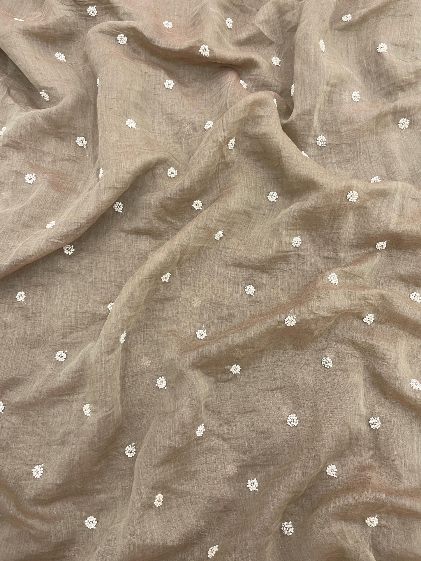 Chanderi Embroidery With Beads (44"inch)