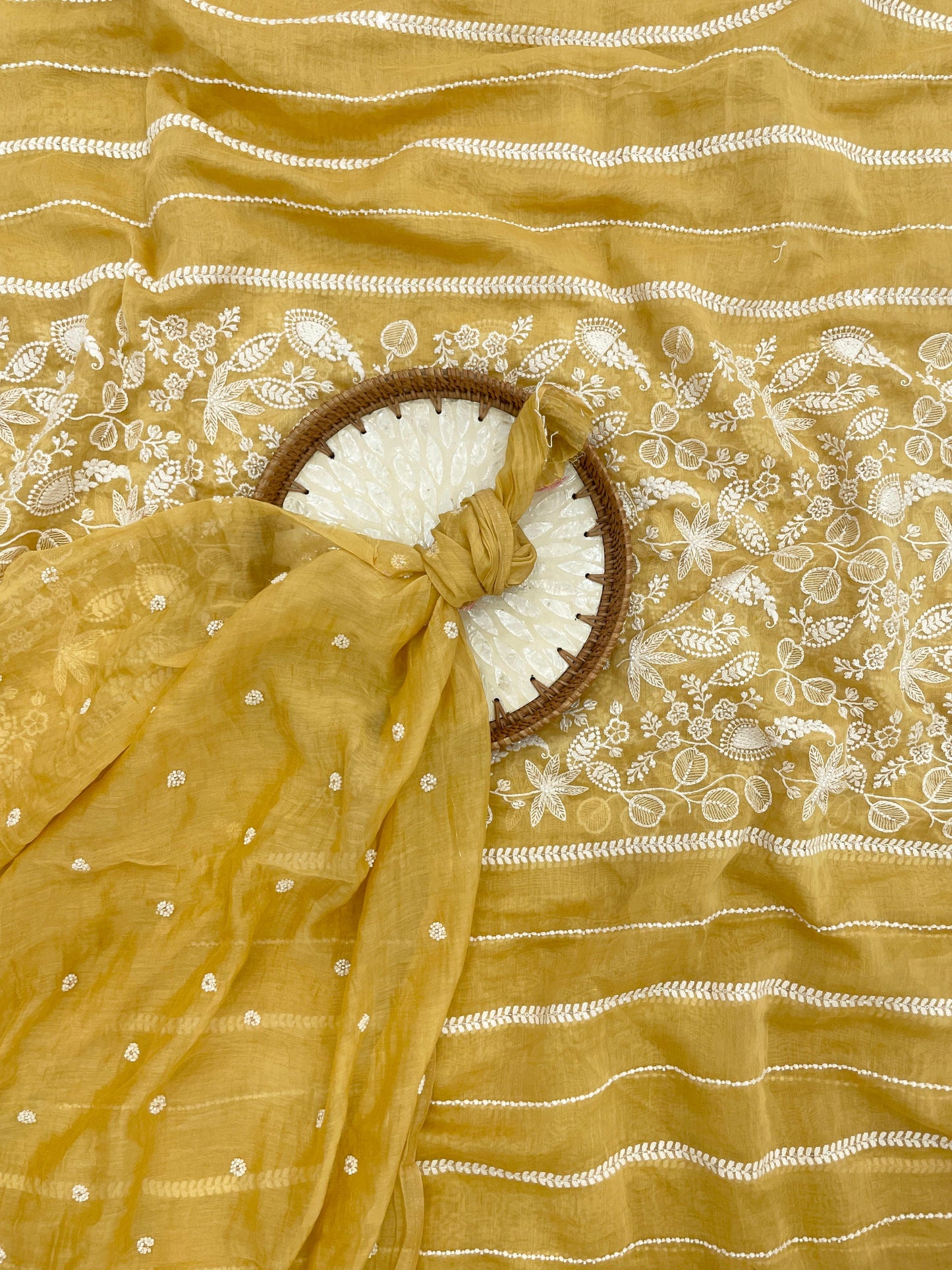 Chanderi Embroidery With Beads Fabric Suit Sets (Colors Available) 44"inch