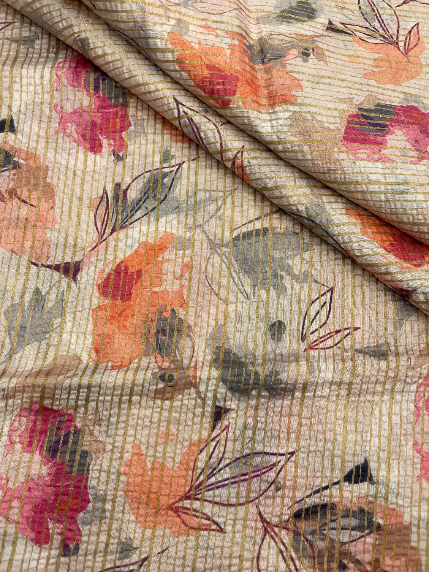 Chanderi Zari Stripe Print (44"inch)