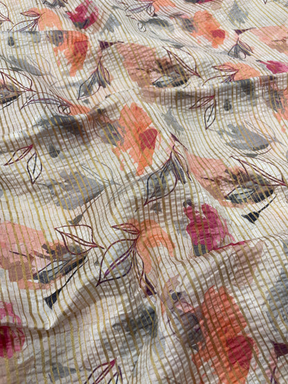 Chanderi Zari Stripe Print (44"inch)