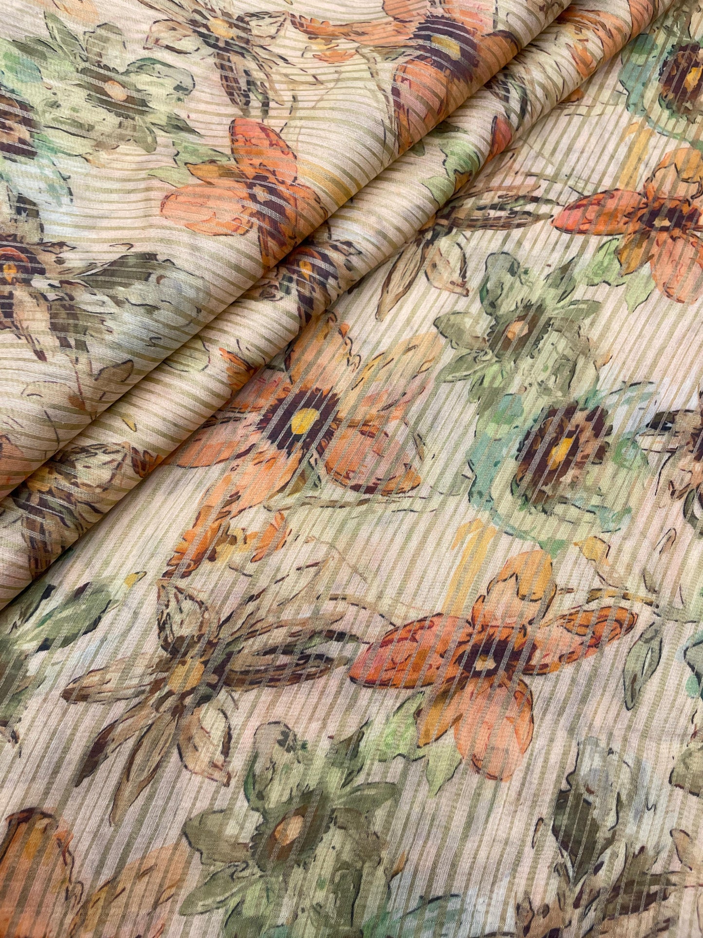 Chanderi Zari Stripe Print (44"inch)