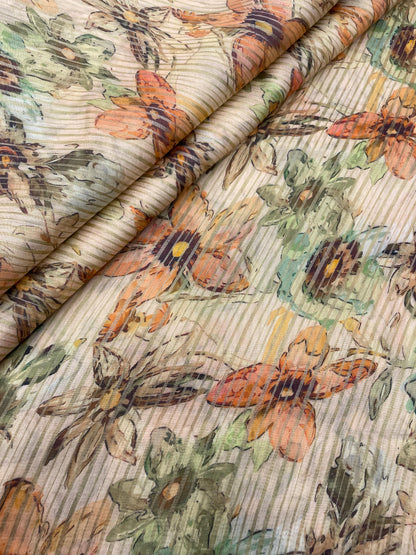 Chanderi Zari Stripe Print (44"inch)