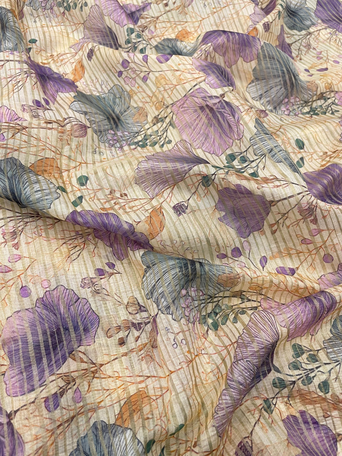 Chanderi Zari Stripe Print (44"inch)