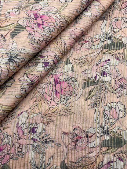 Chanderi Zari Stripe Print (44"inch)