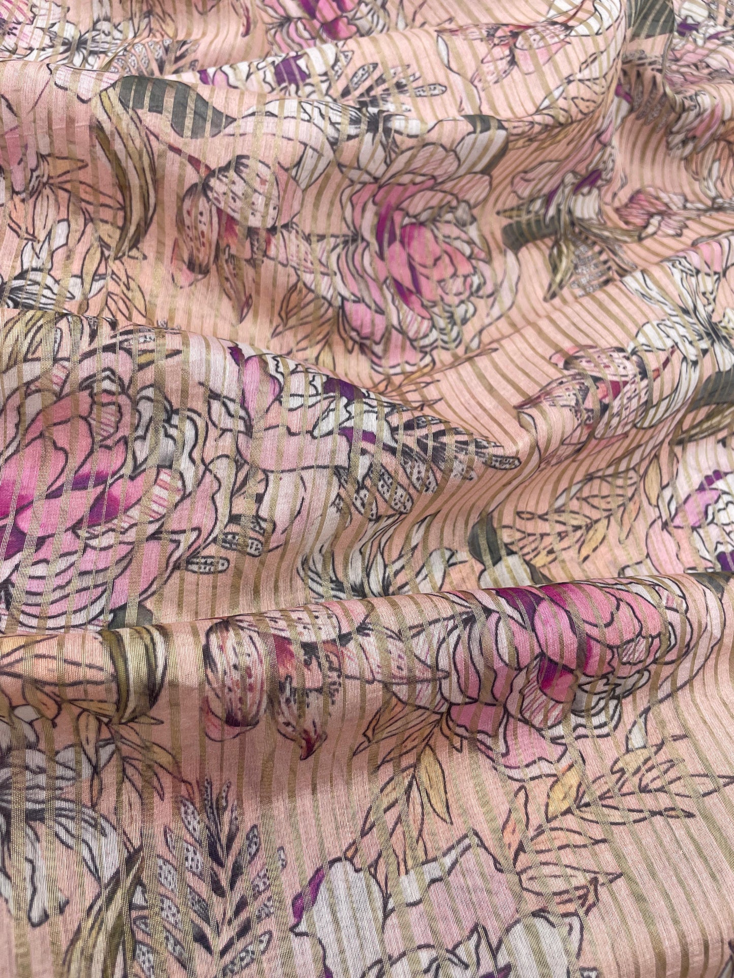 Chanderi Zari Stripe Print (44"inch)