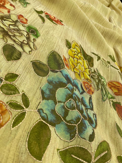 Tissue Position Print With Embroidery