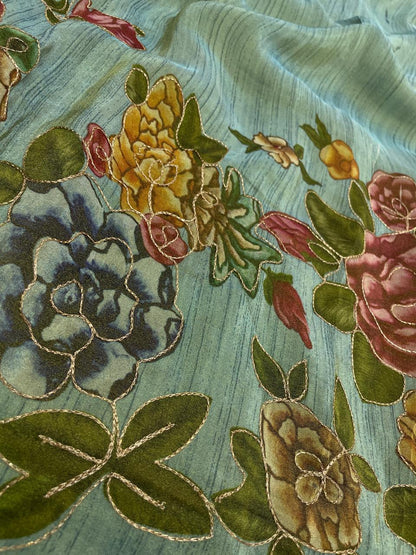 Tissue Position Print With Embroidery