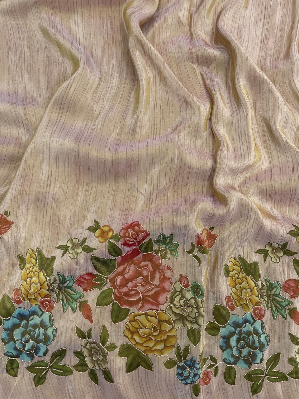 Tissue Position Print With Embroidery