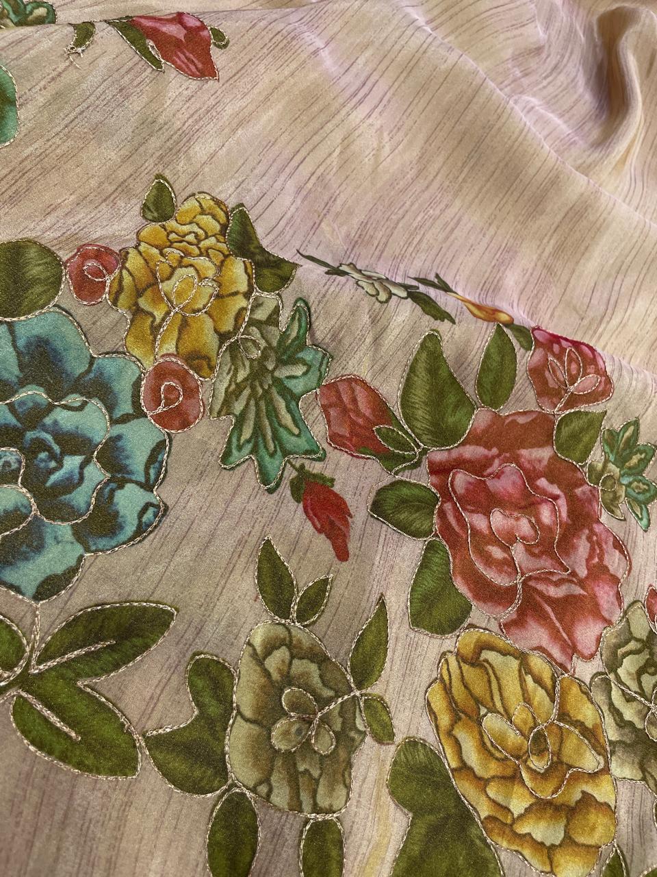 Tissue Position Print With Embroidery