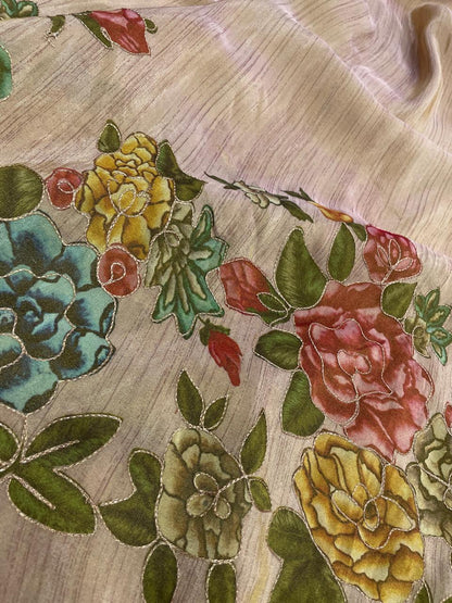 Tissue Position Print With Embroidery