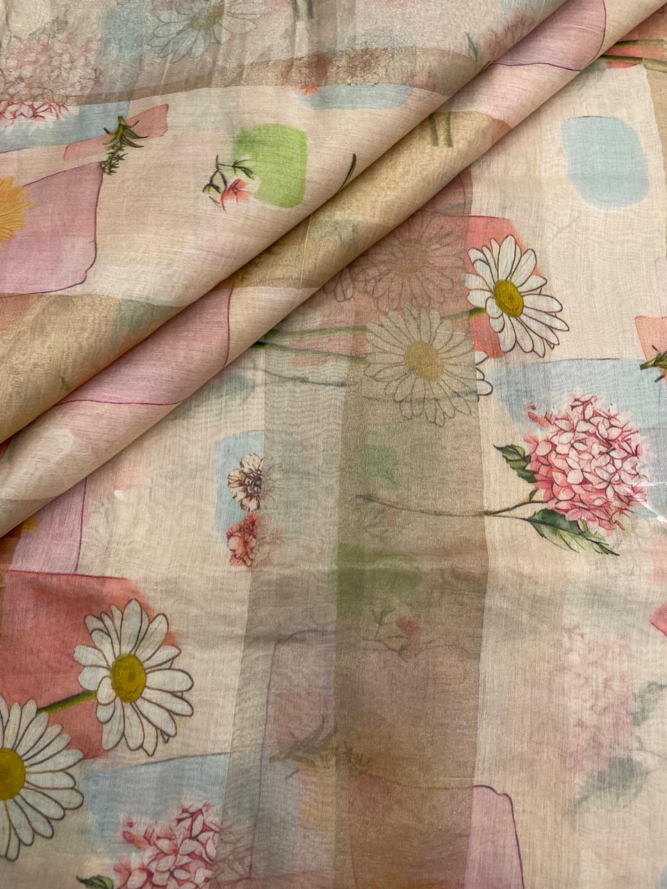 Chanderi Zari Stripe Print (44"inch)